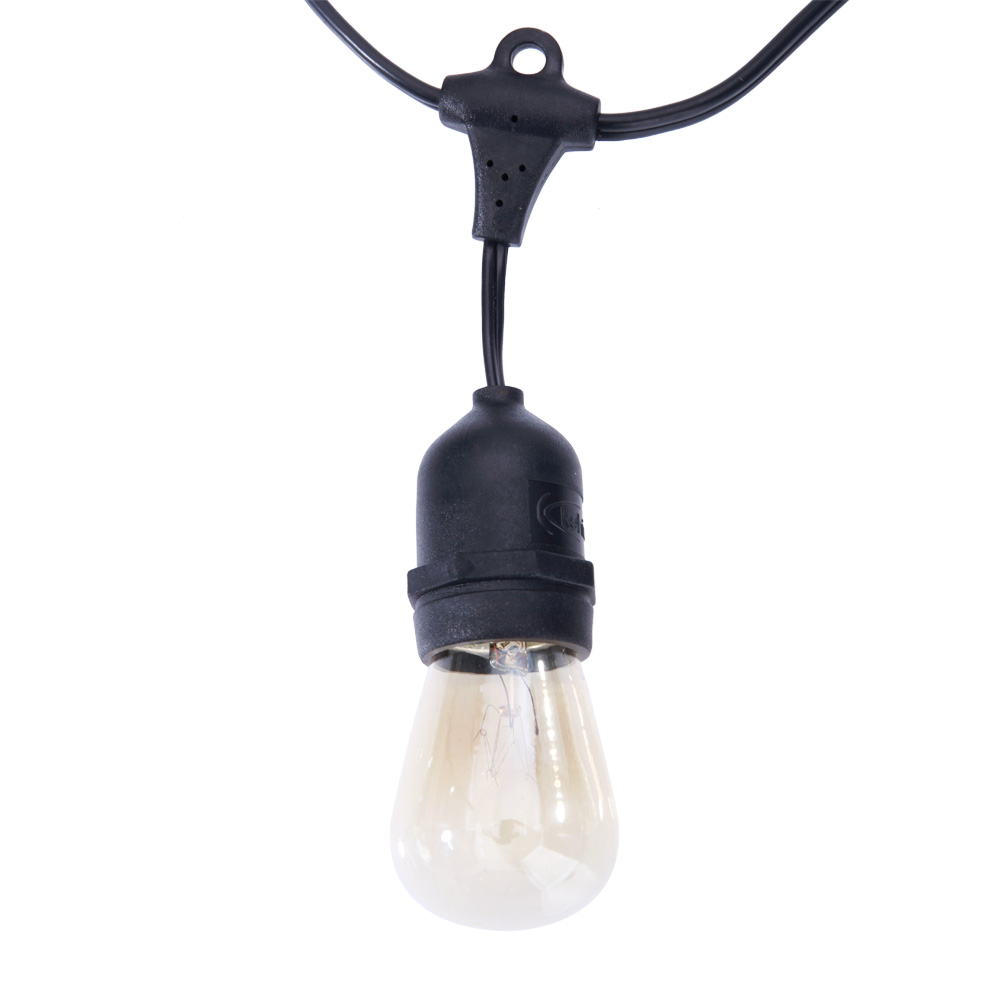 Luz de la secuencia de la lámpara de la yarda al aire libre de la bombilla de S14 24pcs con el alambre negro de la lámpara