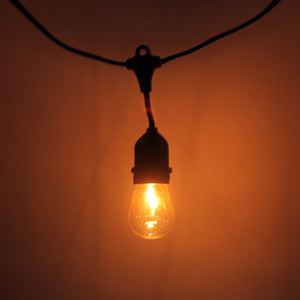 S14 24pcs Glühlampe im Freien Yard Lamp String Licht mit schwarzem Lampendraht