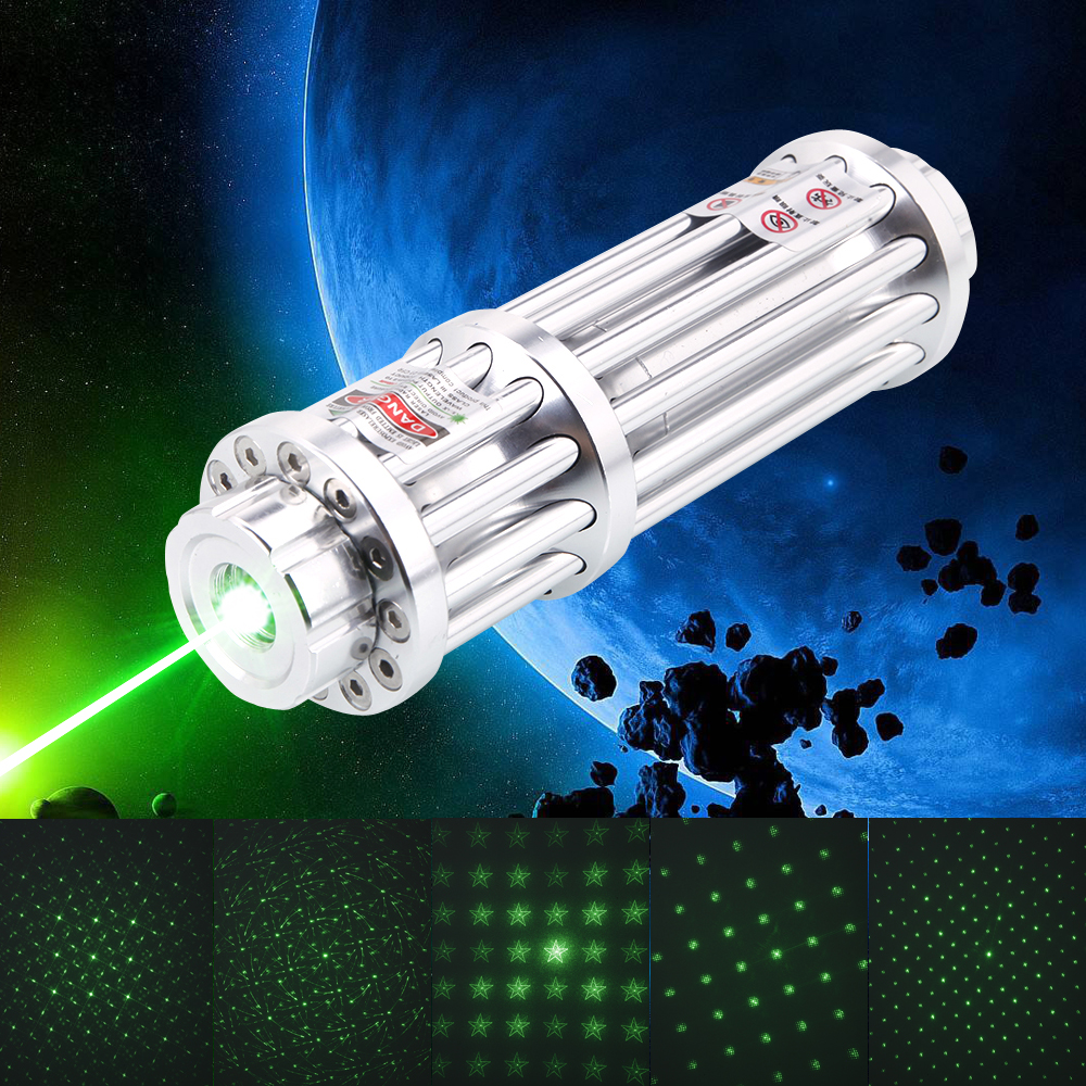 500mW 532nm Green Light Laser Pointer Pen 12 Tube 5 Head Silver