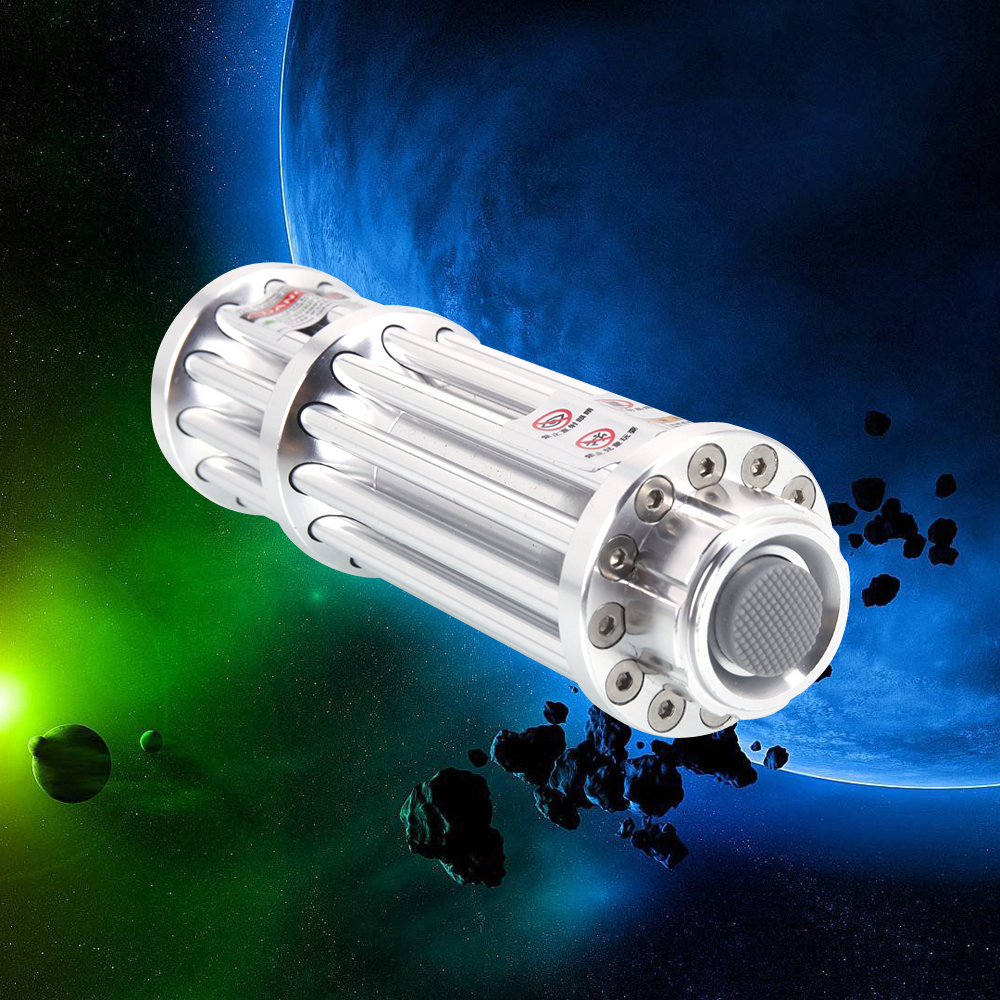 500mW 532nm Green Light Laser Pointer Pen 12 Tube 5 Head Silver