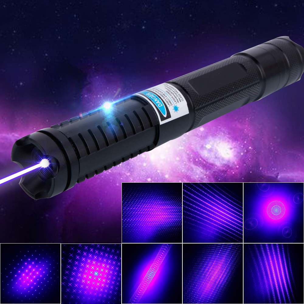 10000mW cinco cabeças azul luz laser escopo preto