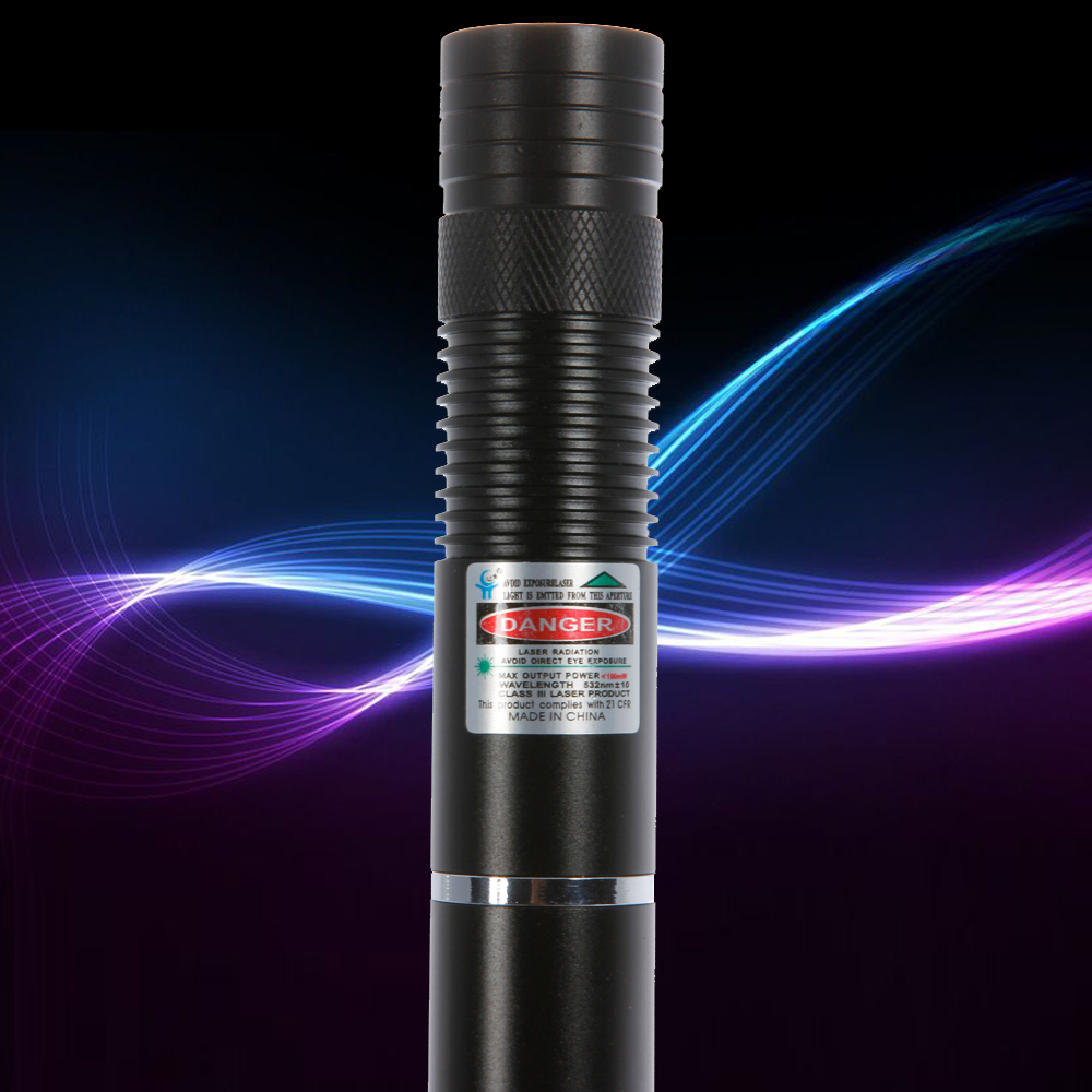 5mW 532nm Focus Green Beam Light Laser Pointer Pen com 18650 Bateria Recarregável Preto