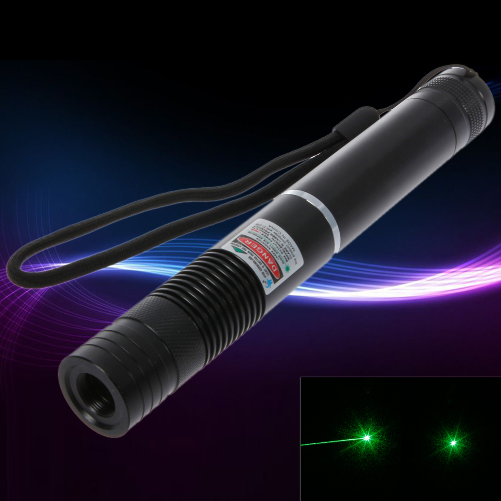 5mW 532nm Focus Green Beam Licht Laser Pointer Pen mit 18650 Akku Schwarz