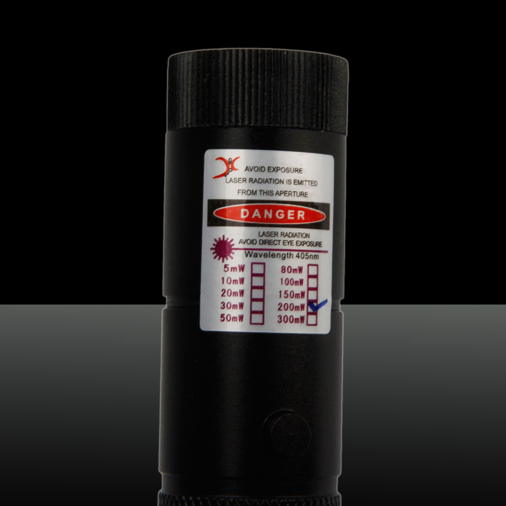 200mW 405nm Adjust Focus Blue-violet Laser Pointer Pen with 18650 Battery