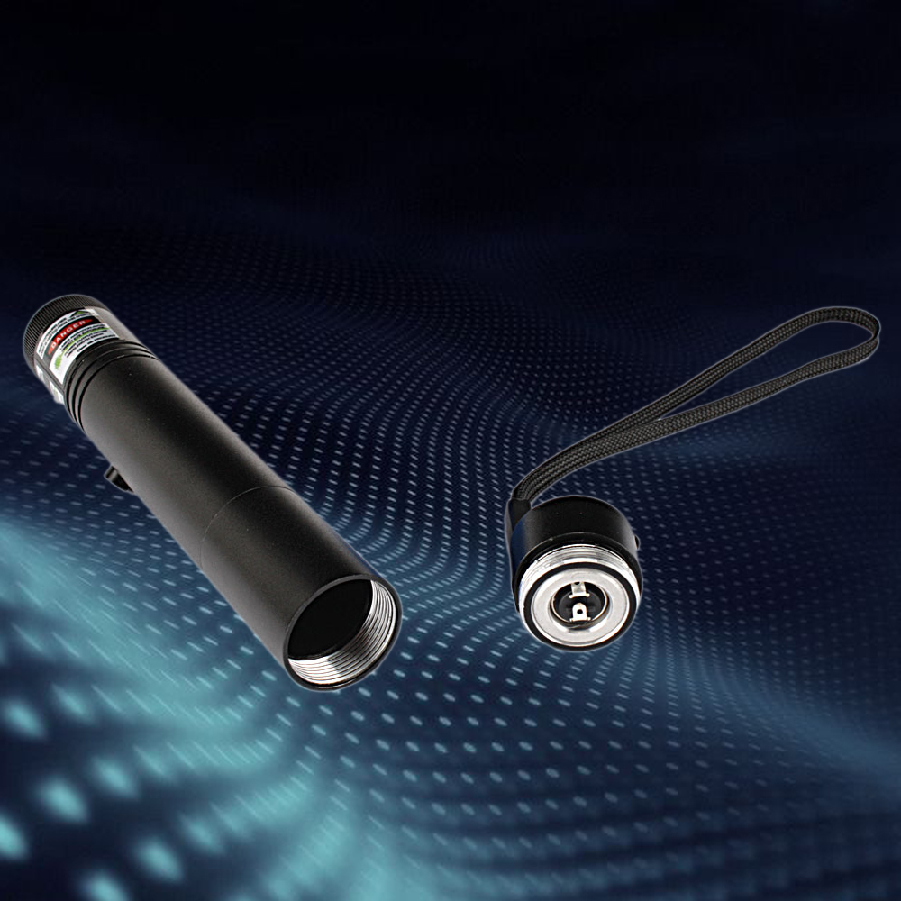 Laser 302 230mW 532nm Adjust Focus Flashlight Style Green Laser Pointer Pen Black with 18650 Battery