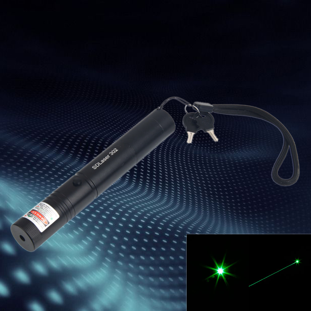 Laser 302 230mW 532nm Anpassen Fokus Taschenlampe Stil Grün Laserpointer Schwarz mit 18650 Batterie