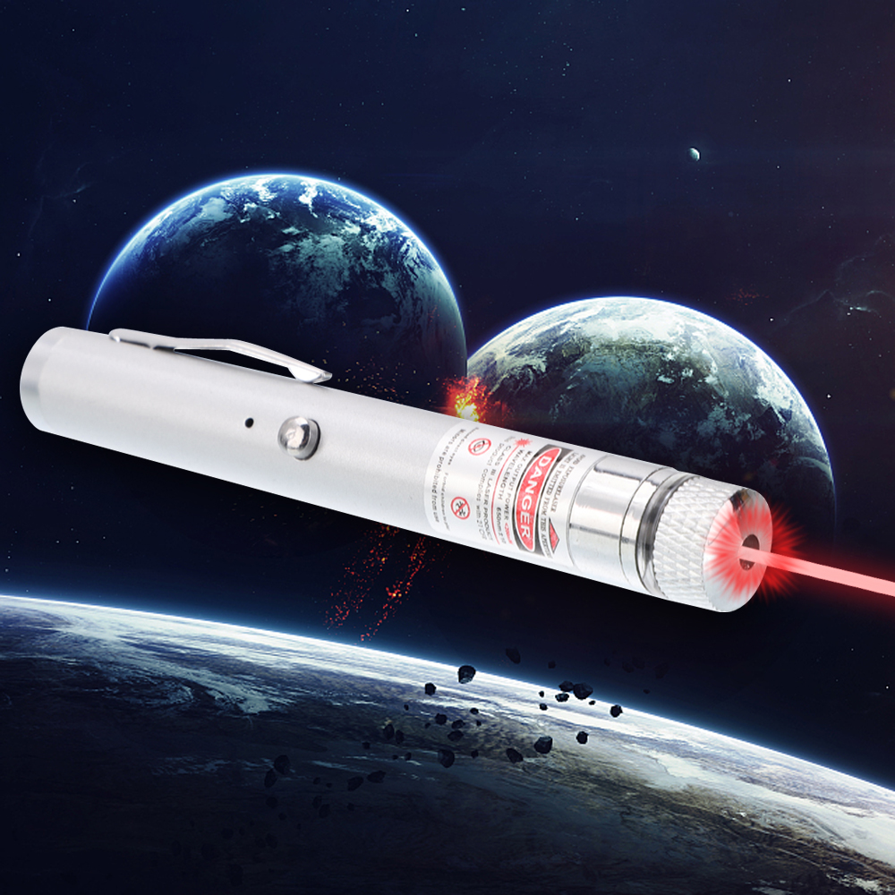 200mW 650nm Red feixe de luz estrelado recarregável Laser Pointer Pen Silver