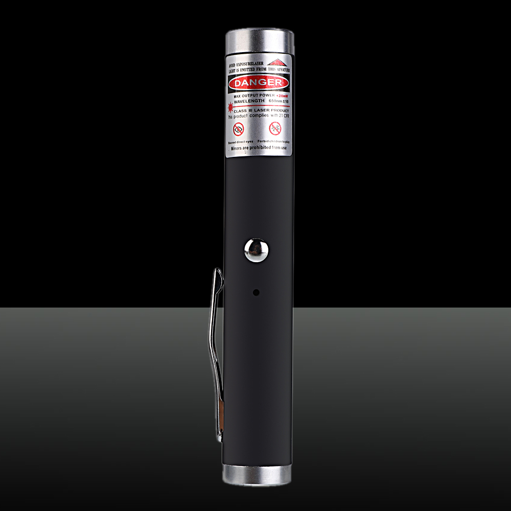 200mW 650nm Red feixe de luz ponto único recarregável Laser Pointer Pen preto