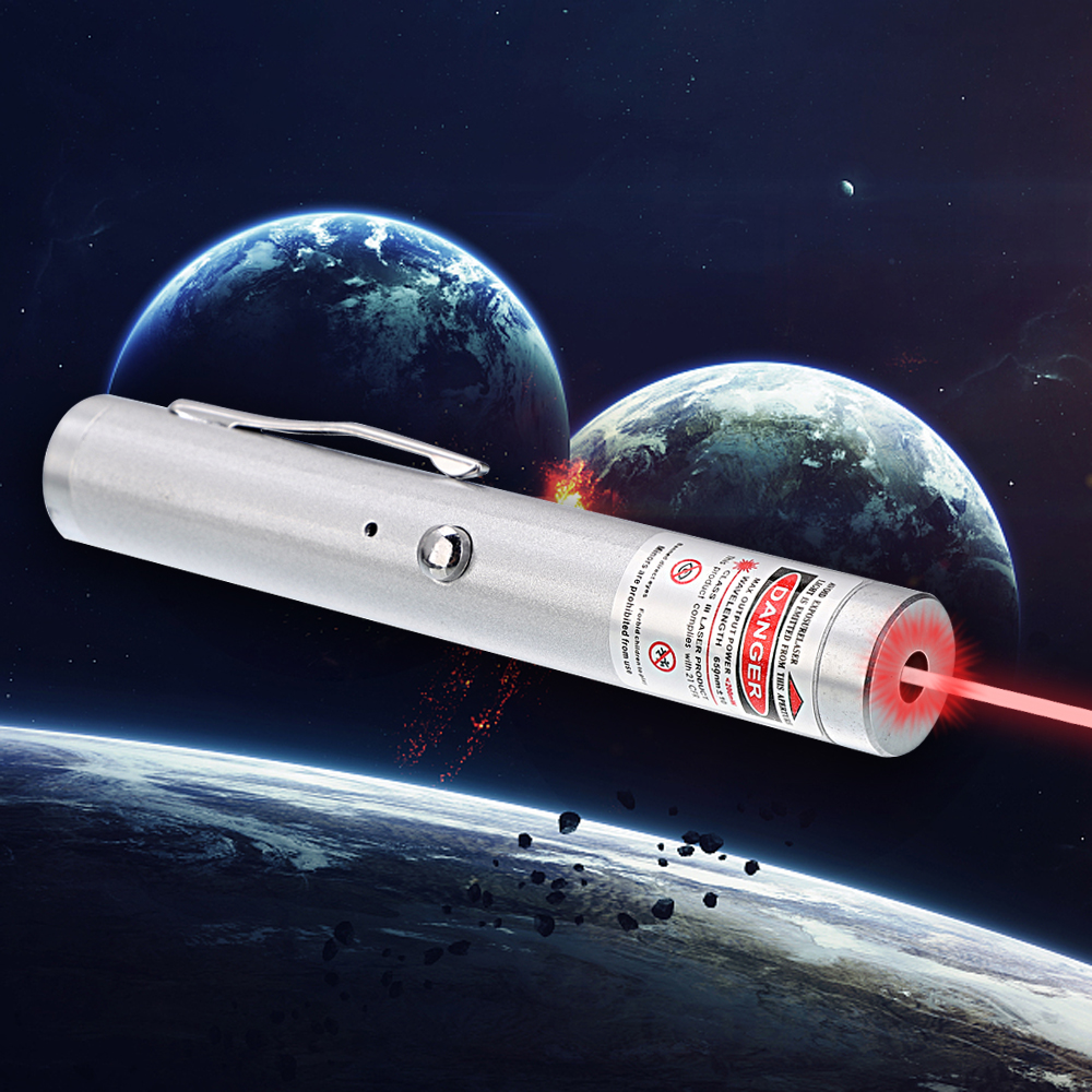 Stylo pointeur laser rechargeable 200mW 650nm faisceau rouge lumière argent