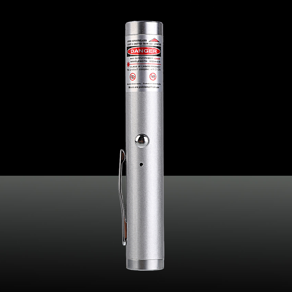 Penna puntatore laser ricaricabile a singolo punto 200mW 650nm con raggio rosso chiaro argento